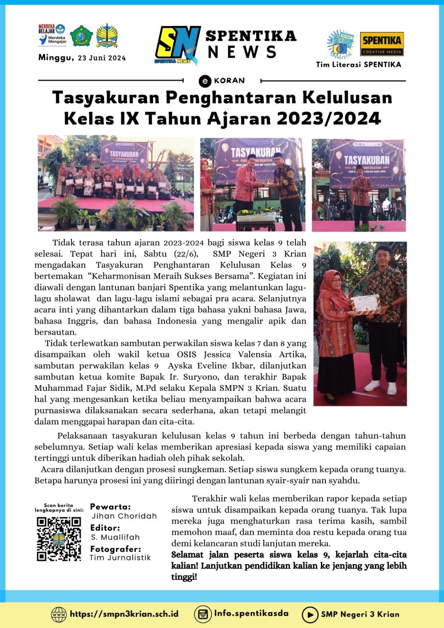 TASYAKURAN PENGHANTARAN KELULUSAN TAHUN AJARAN 2023/2024