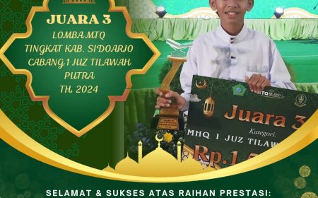 Juara 3 Lomba MTQ Tingkat Kabupaten Sidoarjo Siswa SDHQ Porong