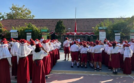 Upacara Bendera Untuk Memperingati HUT Kemerdekaan Indonesia ke 79 di SDN Bligo