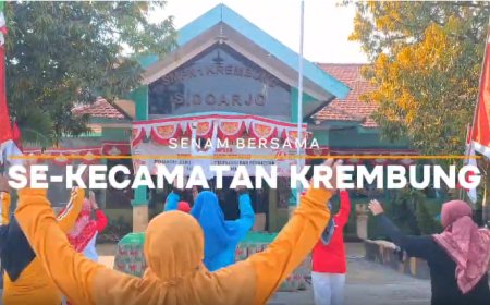 Wujudkan Kebugaran, SMP Negeri 1 Krembung Berkolaborasi dengan Kecamatan Krembung Adakan Senam Bersama