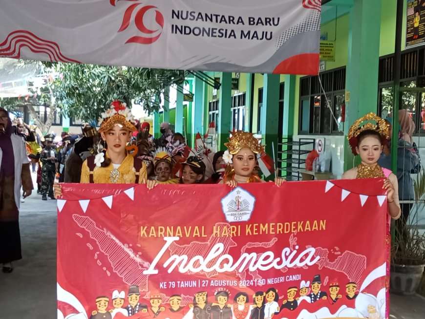 KARNAVAL MERIAH MEMPERINGATI HARI KEMERDEKAAN INDONESIA KE 79 TAHUN DI SDN CANDI