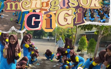 Aksi Nyata Gosok Gigi Bersama Santri Kelas 7 SMP Bilingual Terpadu 2