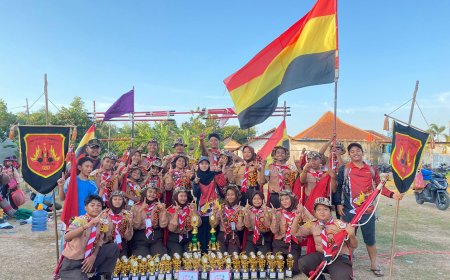 Regu Pramuka SMP Negeri 1 Prambon menjadi Juara Umum Putra dan Putri dalam Lomba Pramuka Tingkat 2 di Kecamatan Prambon