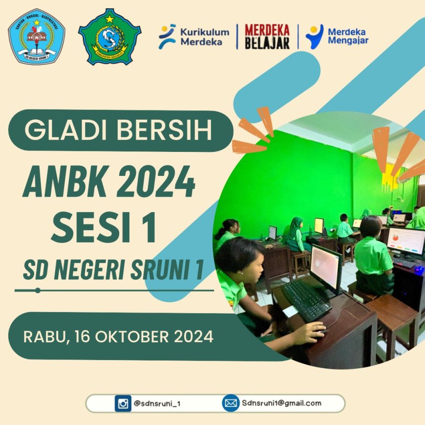 Pelaksanaan Simulasi ANBK 2024 di SDN Sruni 1, hari pertama