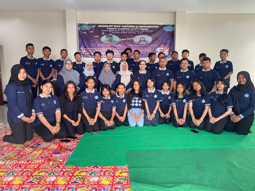 SEKOLAH TOLERANSI : SMPN 2 KREMBUNG LAKSANAKAN RETREAT BAGI PESERTA DIDIK NON MUSLIM DI TRAWAS