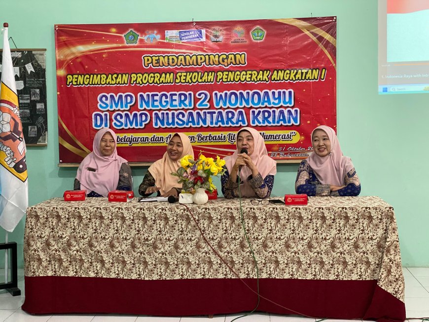 PENGIMBASAN PROGRAM SEKOLAH PENGGERAK ANGKATAN 1 SMP NEGERI 2 WONOAYU DI SMP NUSANTARA KRIAN