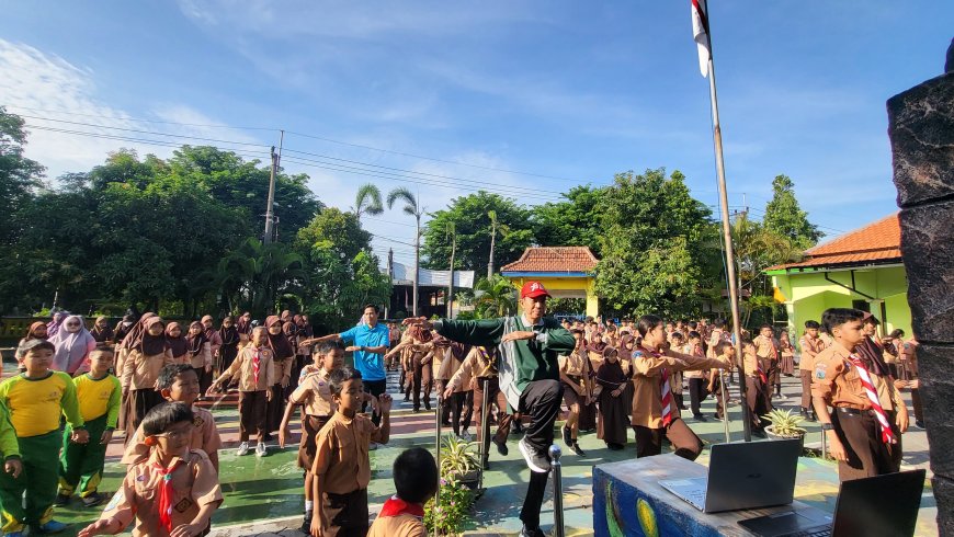 Pembiasaan Senam Anak Indonesia Hebat Tiap Pagi di SDN Bligo, Untuk Melaksanakan 7 Kebiasaan Anak Indonesia Hebat