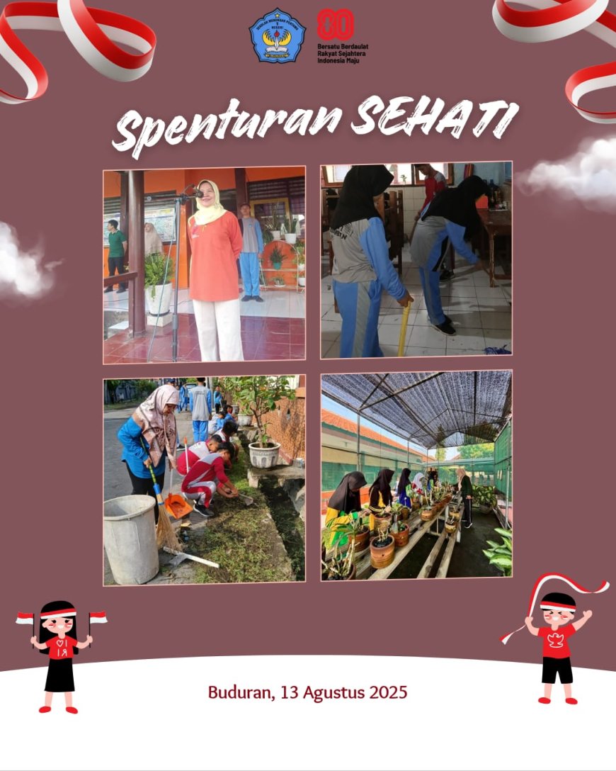 KERJA BAKTI PERINGATAN HUT KE-80 REPUBLIK INDONESIA TAHUN 2025 DI SMPN 1 BUDURAN