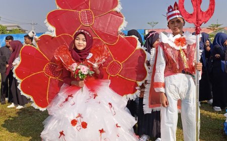 Meriah dan Penuh Semangat, Jalan Sehat serta Karnaval Kemerdekaan di SMPN 1 Prambon