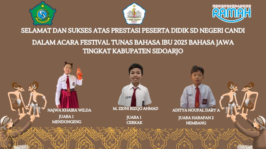 TIGA SISWA SD NEGERI CANDI RAIH PRESTASI GEMILANG DI FESTIVAL TUNAS BAHASA IBU 2025