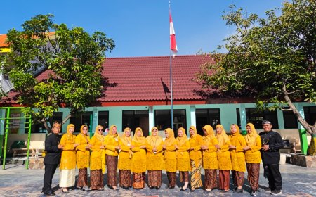 BAPAK DAN IBU GURU SD NEGERI CANDI KENAKAN PAKAIAN KHAS SIDOARJO SAAT MENGAJAR
