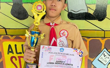 Karya Gemilang Razqa Athallah S siswa sdn Balonggabus Antar Raih Juara 1 FLS3N Kec. Candi