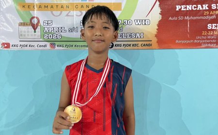 Prestasi Gemilang! Bima Cahya S Siswa SDN Balonggabus Juara 1 Badminton O2SN Kec. Candi 2026