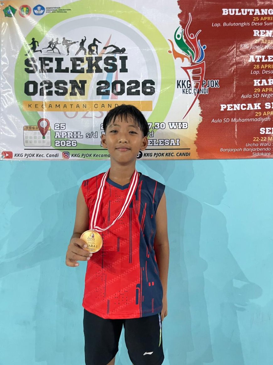 Prestasi Gemilang! Bima Cahya S Siswa SDN Balonggabus Juara 1 Badminton O2SN Kec. Candi 2026