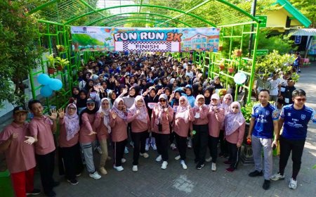 Ceria dan Penuh Semangat, Fun Run 3K Warnai rangkaian Kokurikuler SMPN 1 JABON
