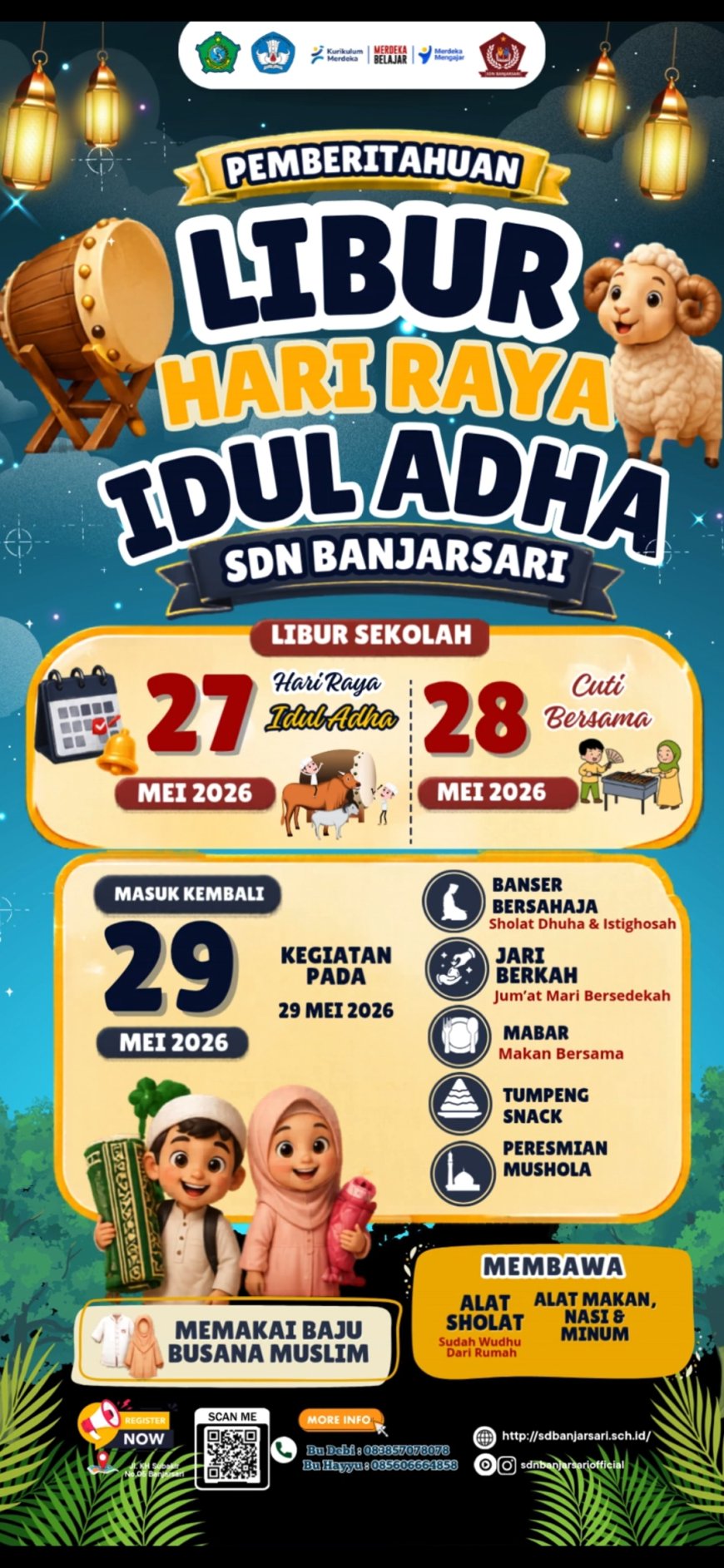 Idul Adha Ala SDN Banjarsari: Mushollah Baru, Sedekah, dan Makan Bareng Qurban