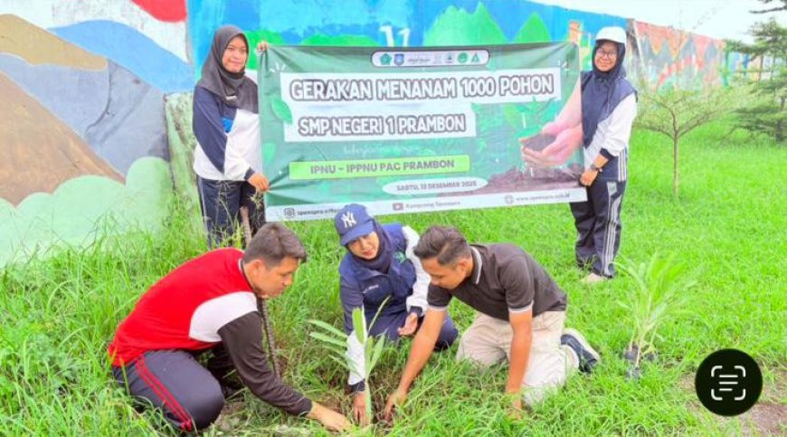 Gerakan Menanam 1.000 Pohon: Kolaborasi SMPN 1 Prambon dan IPNU-IPPNU PAC Prambon untuk Lingkungan Lestari