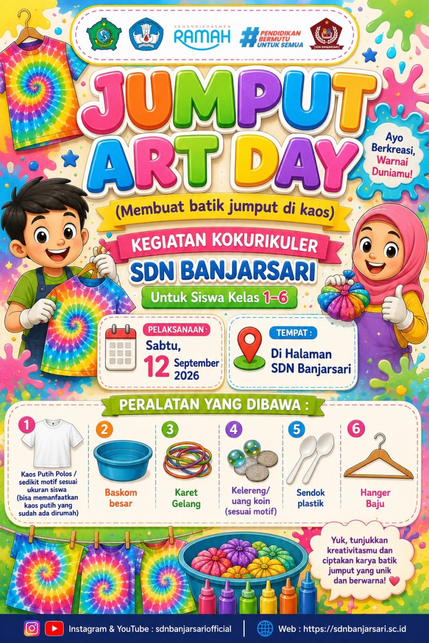 Kreasi Warna di Atas Kaos: Serunya Membatik Jumput di SDN Banjarsari