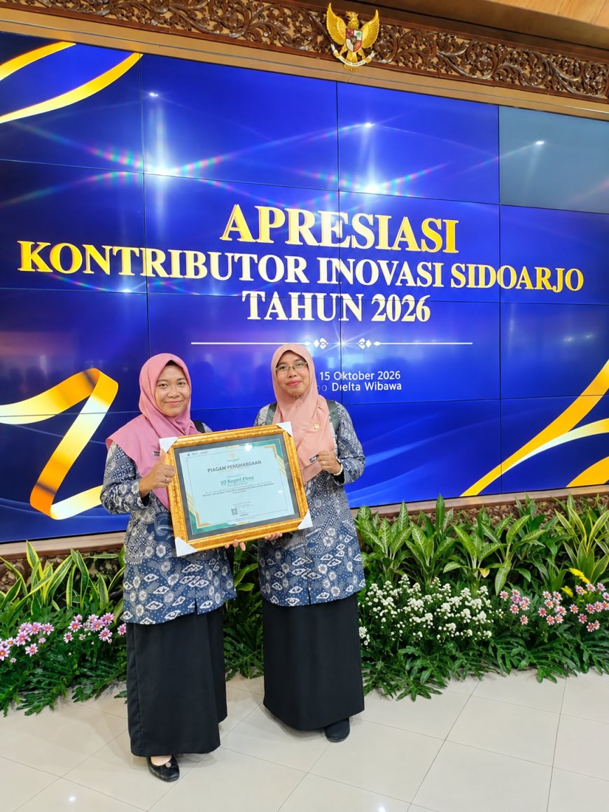 SD Negeri Ploso Terima Piagam Penghargaan dari Bappeda Sidoarjo atas Kontribusi dalam Pelaporan Inovasi Daerah Tahun 2026