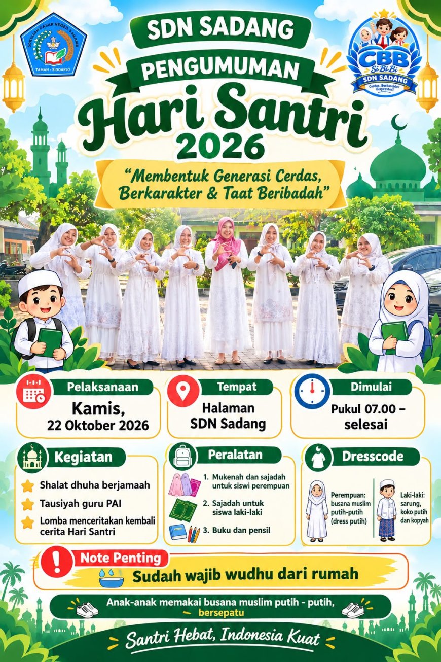 Semarak Hari Santri Nasional di SD Negeri Sadang: Menanamkan Iman, Menumbuhkan Karakter, Menginspirasi Generasi Berakhlak Mulia